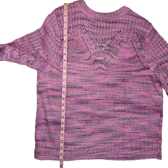 Nic   Zoe Winter Warmth Pink Crewneck Sweater Size Large Cotton Blend Open Knit