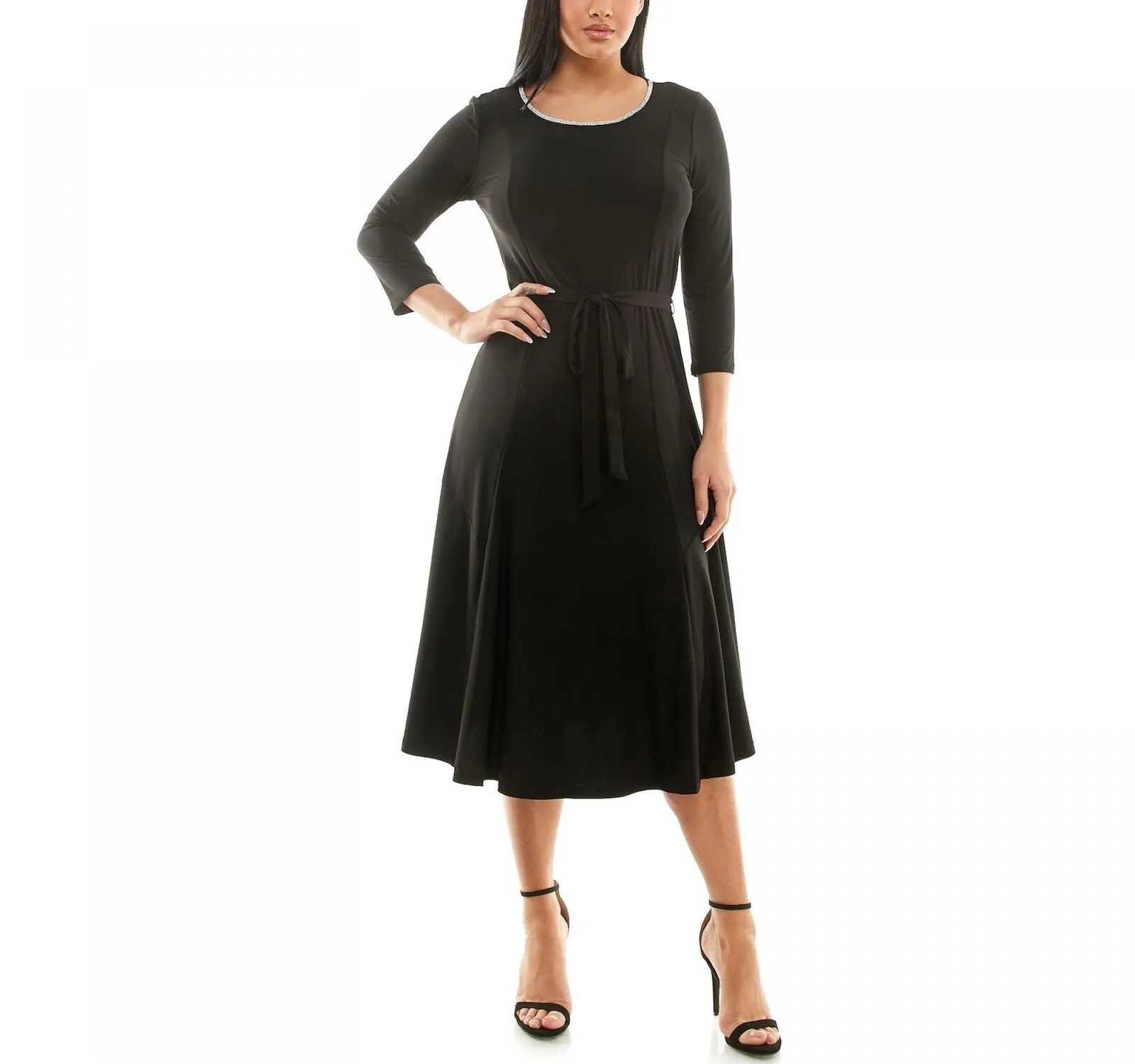 Nina Leonard Women's Sylvia Rhinestone Trim Dress L6789A