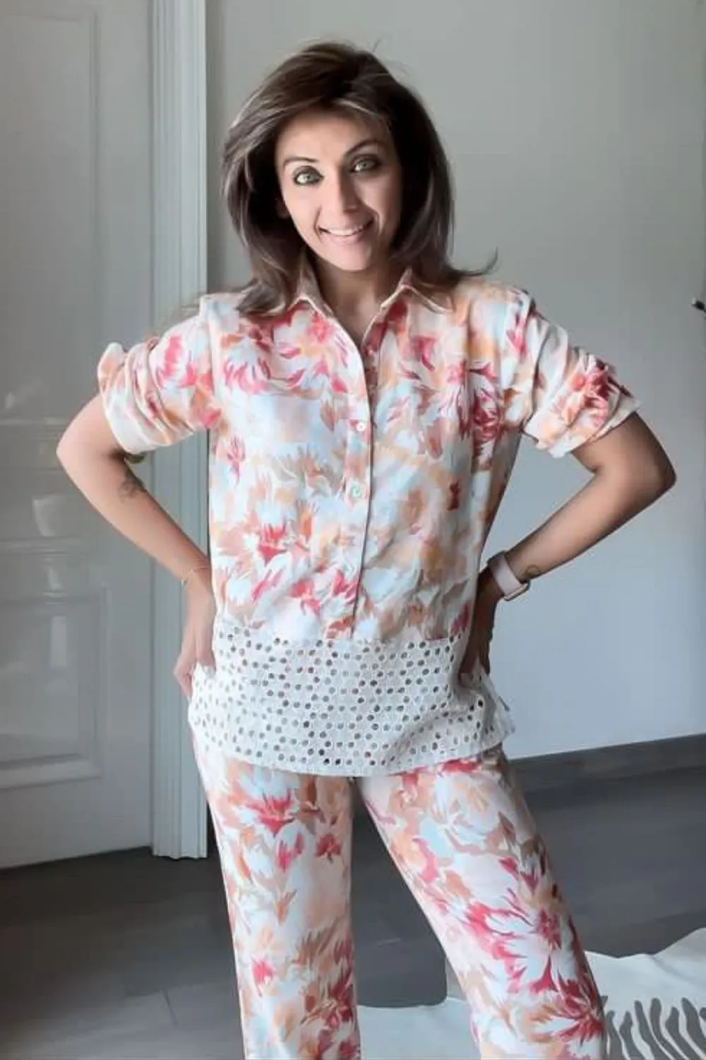 Nriti Shah In Our Amber Eyelet Co-ord Set