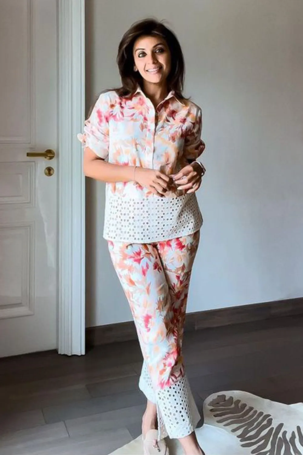 Nriti Shah In Our Amber Eyelet Co-ord Set