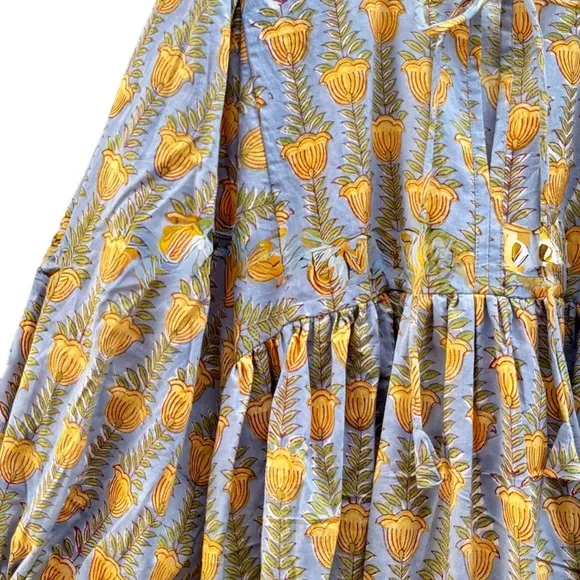 NWT Hand Block Print Kyra Midi Lightweight Soft Cotton Spring Summer Dress
