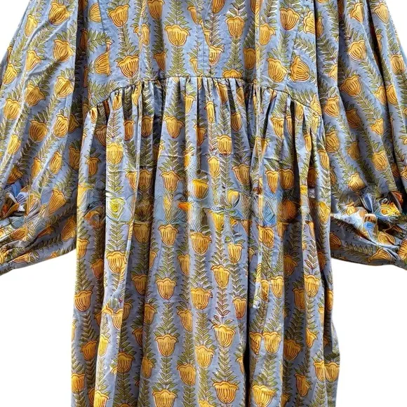 NWT Hand Block Print Kyra Midi Lightweight Soft Cotton Spring Summer Dress