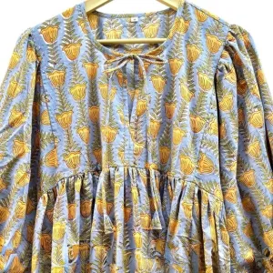 NWT Hand Block Print Kyra Midi Lightweight Soft Cotton Spring Summer Dress