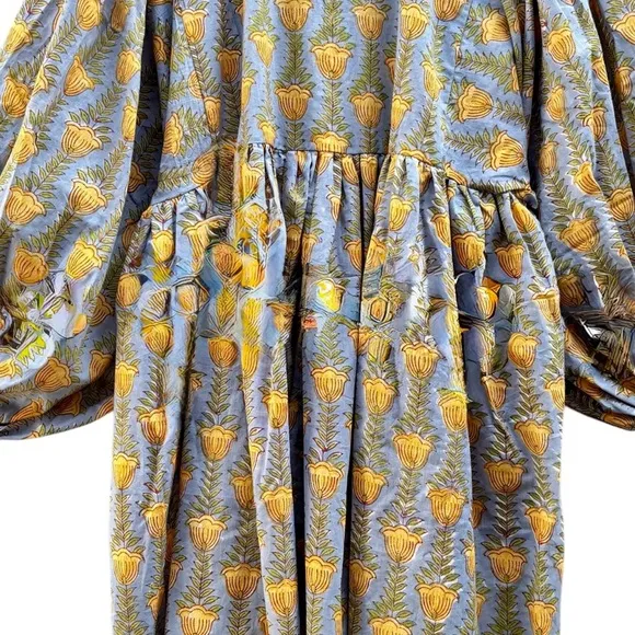 NWT Hand Block Print Kyra Midi Lightweight Soft Cotton Spring Summer Dress