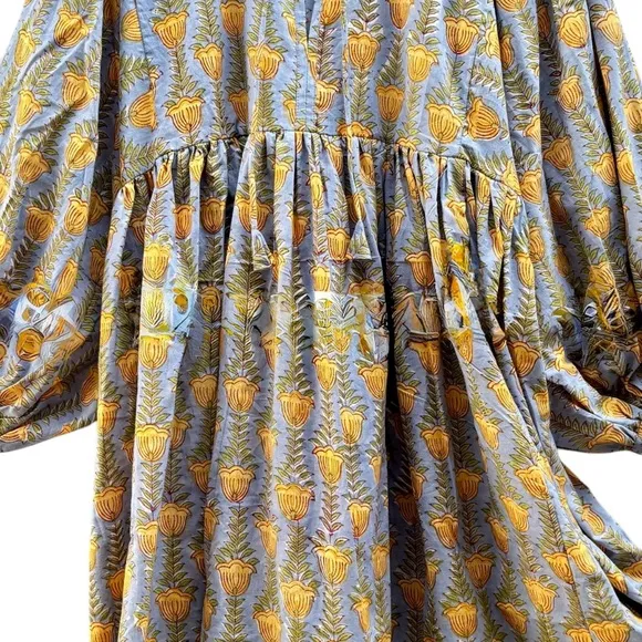 NWT Hand Block Print Kyra Midi Lightweight Soft Cotton Spring Summer Dress