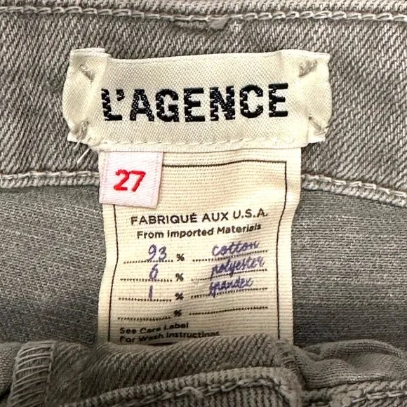 NWT - L'AGENCE Deconstruct High Line High Rise Skinny Jean -  size 27 - gray
