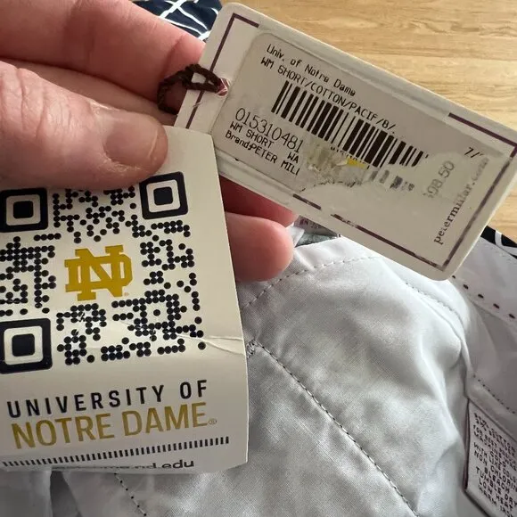 NWT Peter Millar University of Notre Dame Plaid Golf Shorts Women's Size 8