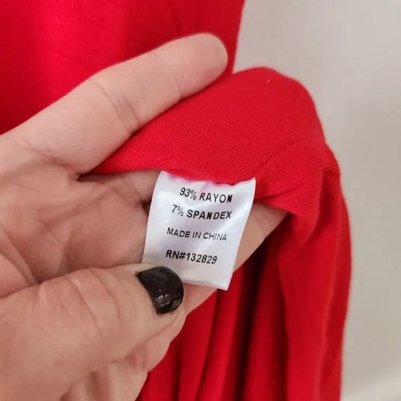NWT Superdown Erika Deep V Stretch Jersey Red Maxi Dress Full Length M