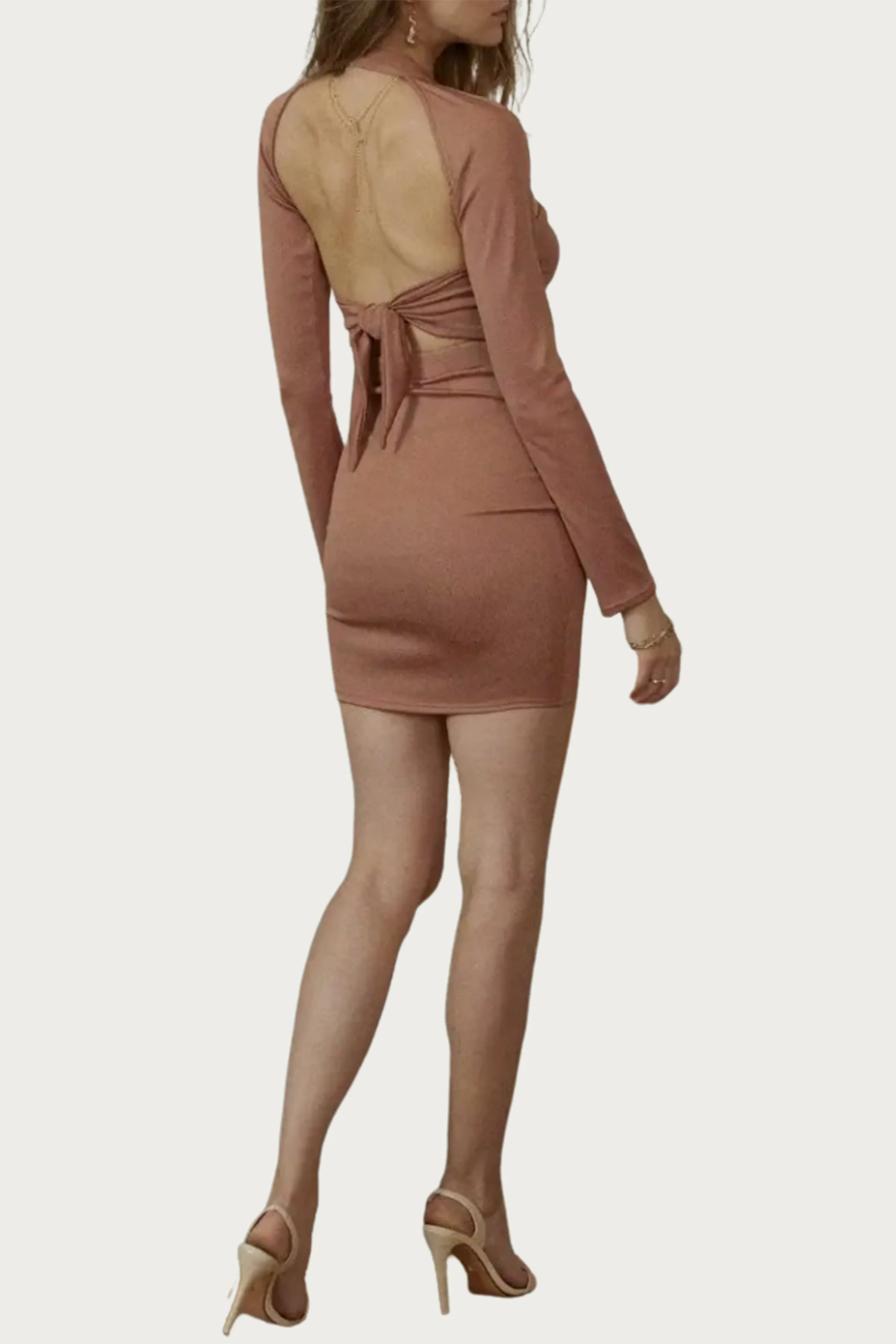 OPEN-BACK BOLERO HALTERNECK MINI DRESS