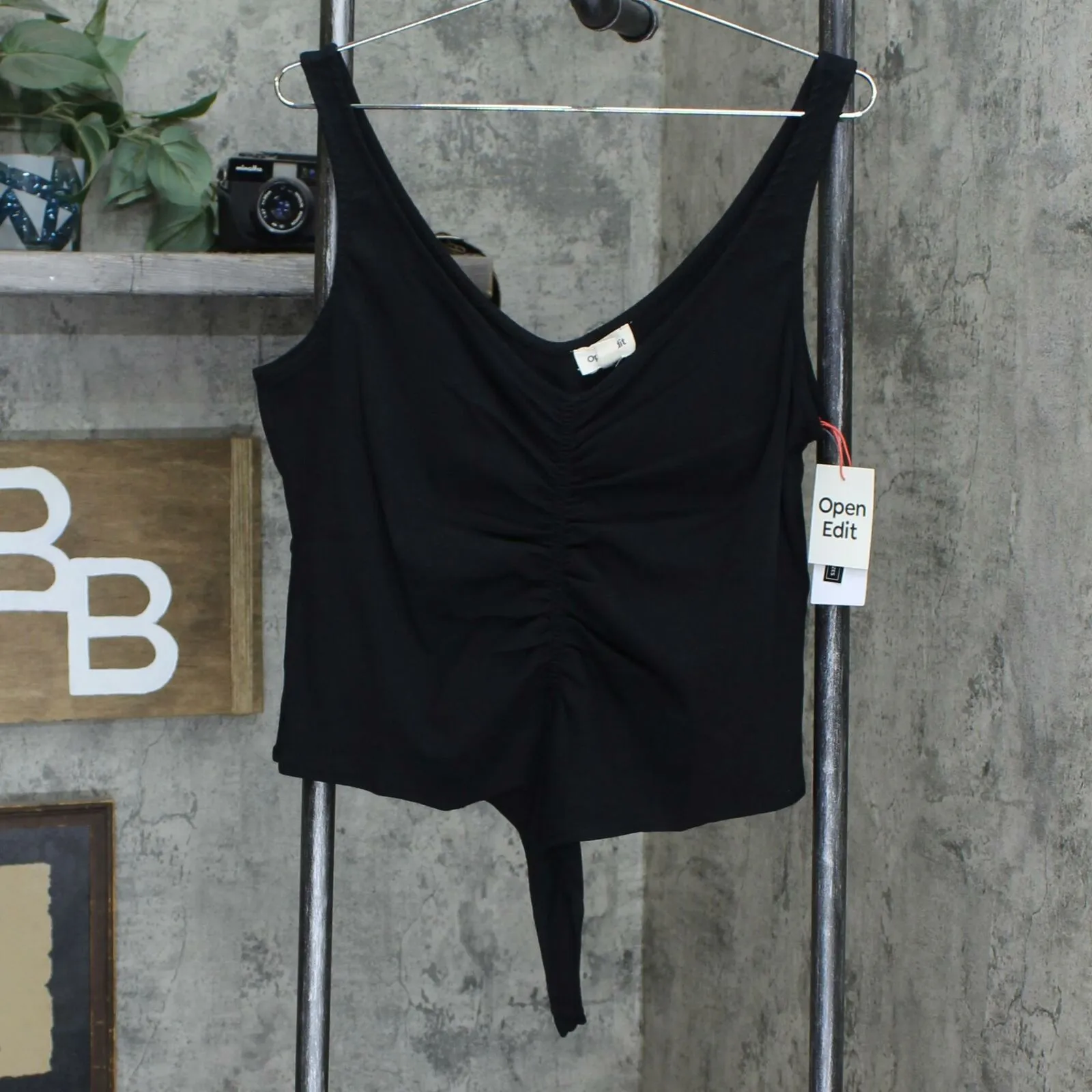 Open Edit Women's Plus Size Center Ruched Bodysuit