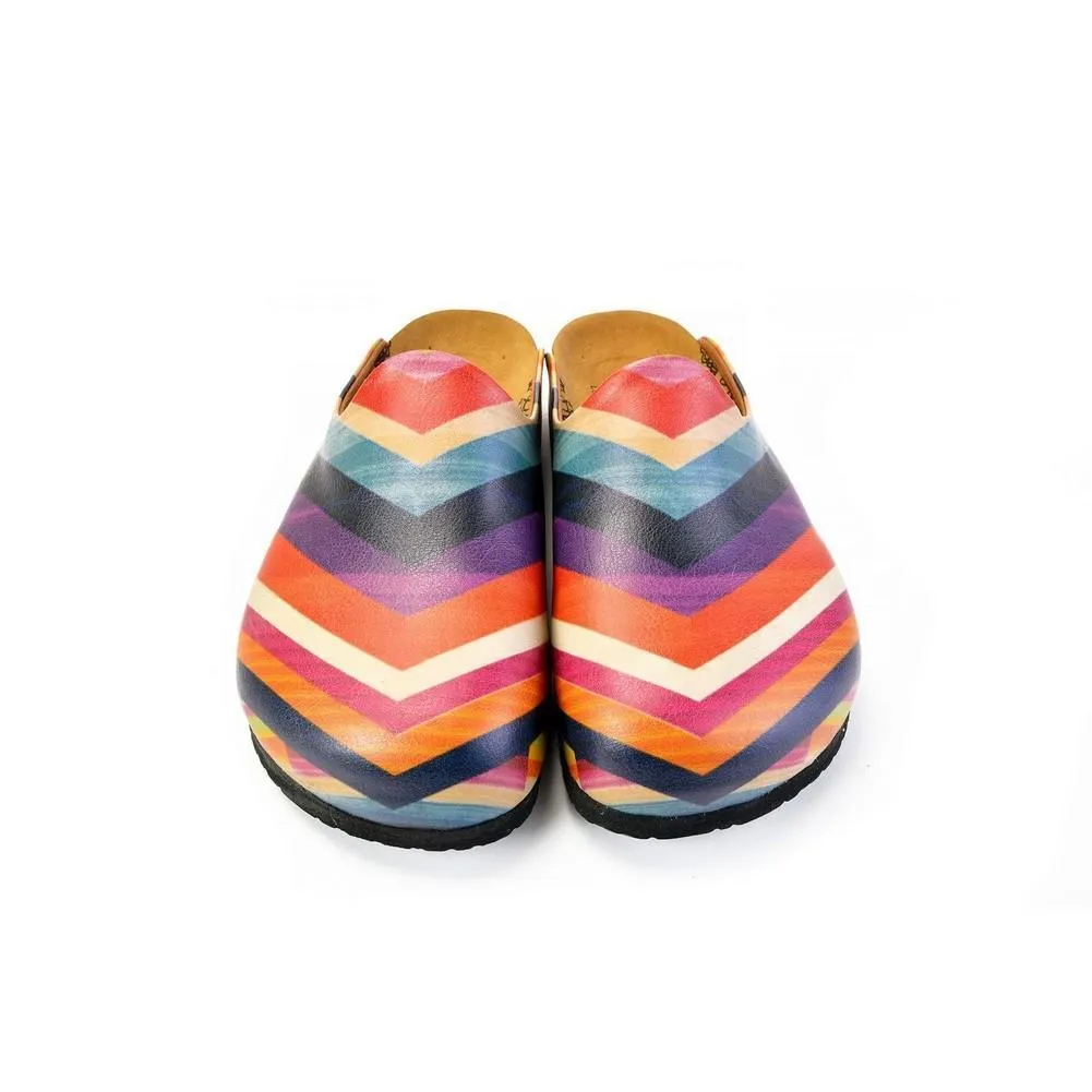 Orange, Pink and Chevron, Colored Patterned Clogs - CAL1401