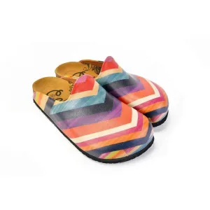 Orange, Pink and Chevron, Colored Patterned Clogs - CAL1401