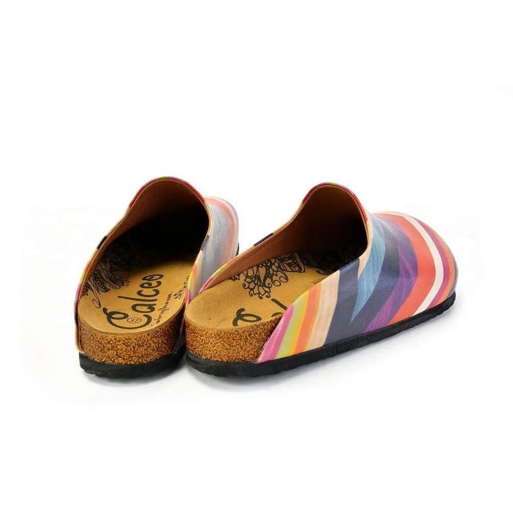 Orange, Pink and Chevron, Colored Patterned Clogs - CAL1401