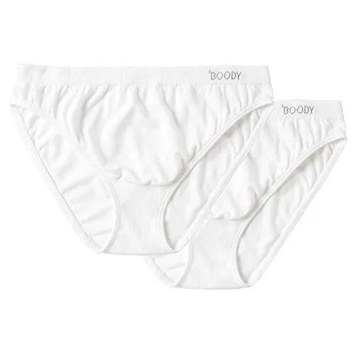 Pack of 2 - Boody Women's Hipster Bikini - Bamboo Viscose - White - X-Small