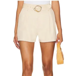Paige Shorts Neva Belted‎ High Rise In Ecru (Beige) Women's 12 NWT $209 BB2