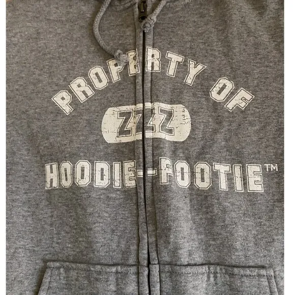 Pajamagram Hoodie Footie Varsity hooded Gray Onesie Pajama Small - NWOT