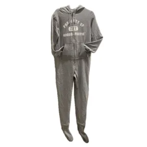 Pajamagram Hoodie Footie Varsity hooded Gray Onesie Pajama Small - NWOT