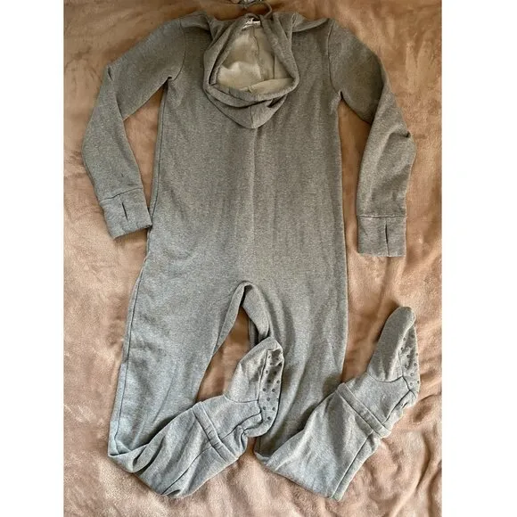 Pajamagram Hoodie Footie Varsity hooded Gray Onesie Pajama Small - NWOT
