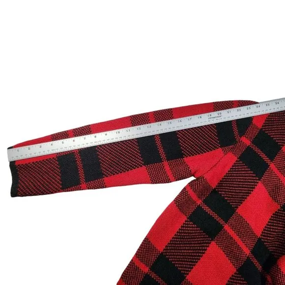 Papillon Women's XL Cardigan Sweater Fly Away Jacket Buffalo Plaid Red Black NWT