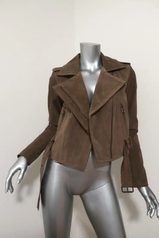 Parker Ace Suede Motorcycle Jacket Taupe Beige Size Extra Small Biker Jacket
