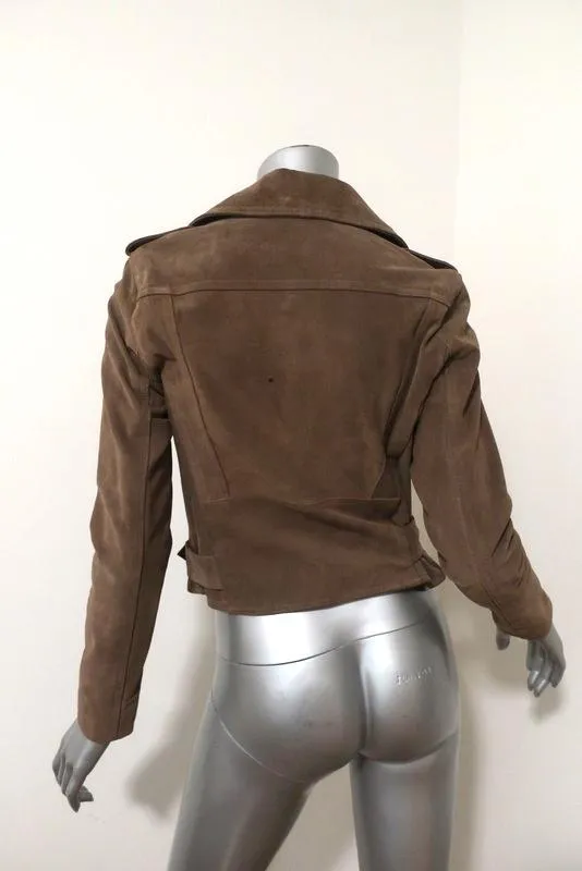 Parker Ace Suede Motorcycle Jacket Taupe Beige Size Extra Small Biker Jacket