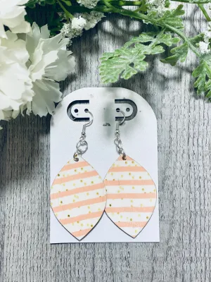 Pastel Pink Striped Wooden Earrings