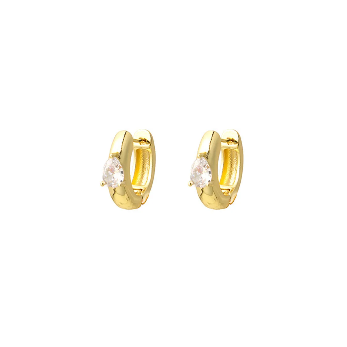 Pear Crystal & 18K Gold-Plated Huggie Earrings