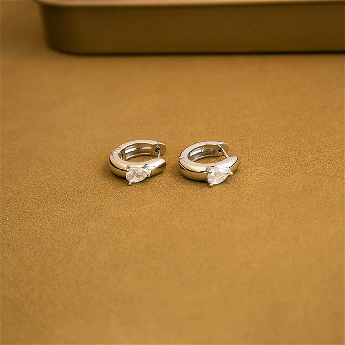 Pear Crystal & Silver-Plated Huggie Earrings