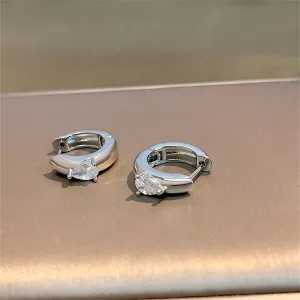 Pear Crystal & Silver-Plated Huggie Earrings