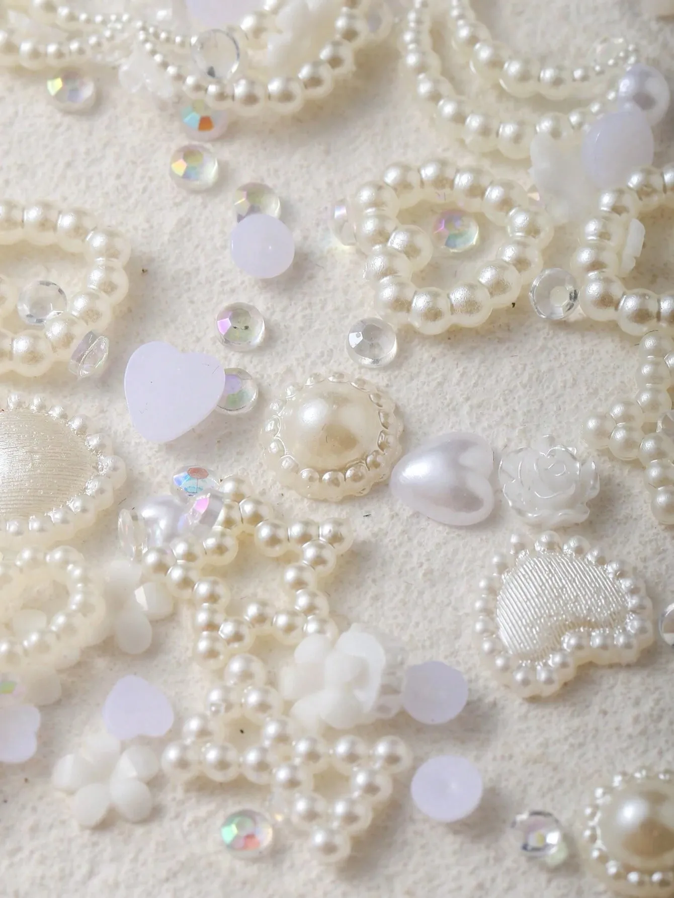 Pearl Accent Bow Hollow Heart Shaped DIY 3D Nail Art Accessories
