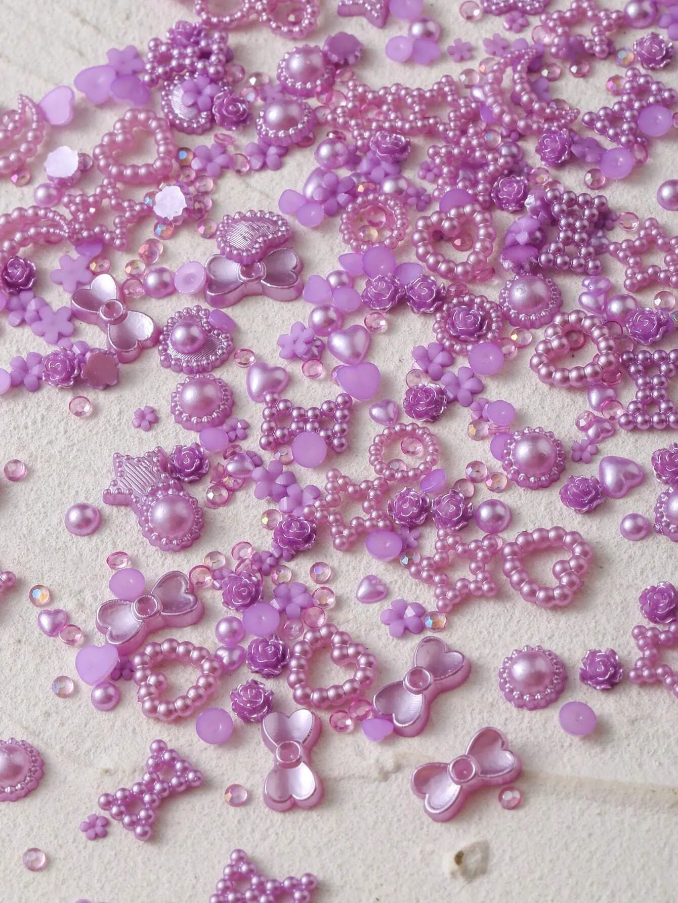 Pearl Accent Bow Hollow Heart Shaped DIY 3D Nail Art Accessories