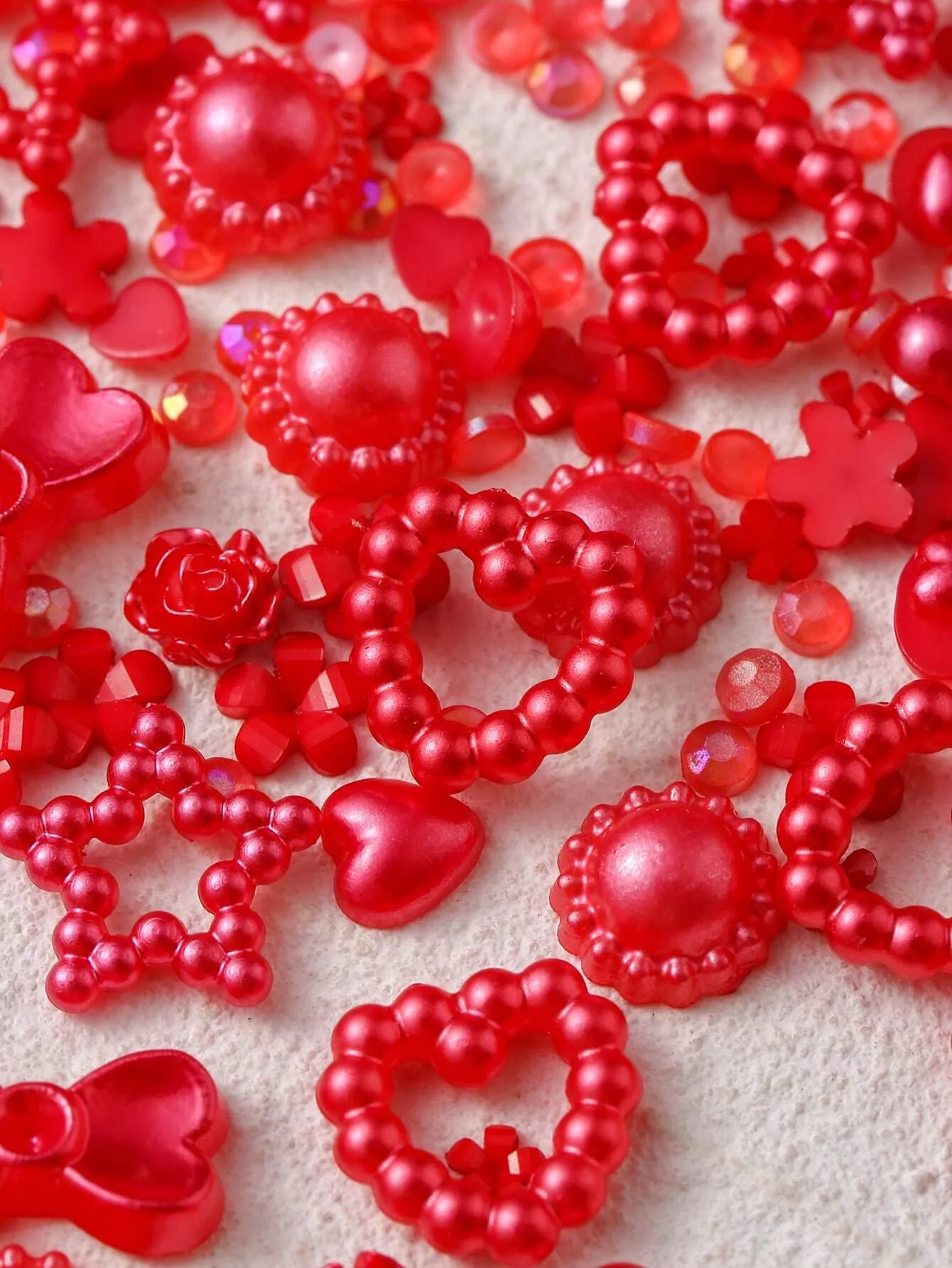 Pearl Accent Bow Hollow Heart Shaped DIY 3D Nail Art Accessories