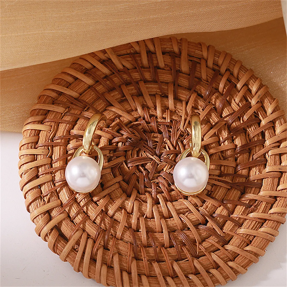 Pearl & 18K Gold-Plated Lock Drop Earrings