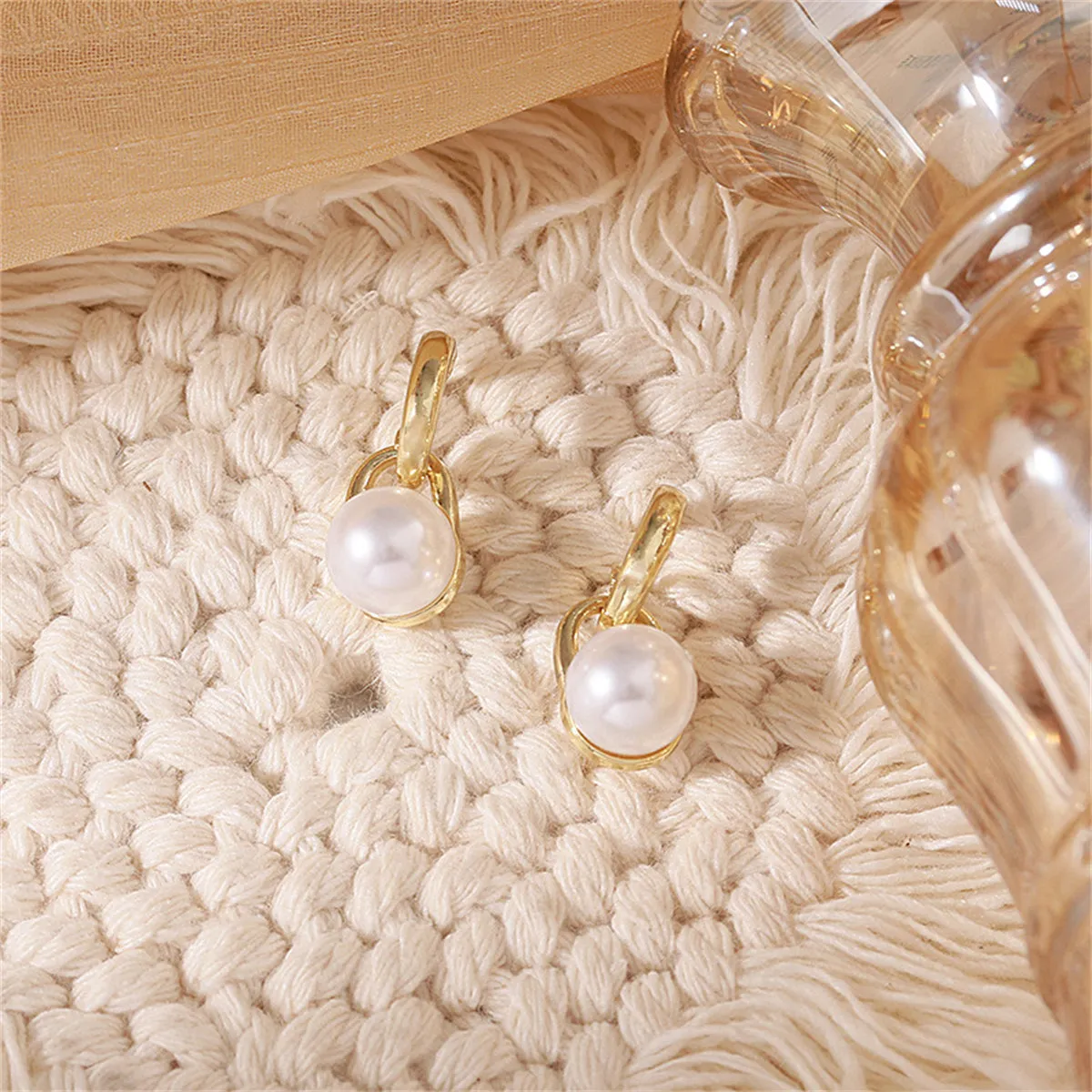 Pearl & 18K Gold-Plated Lock Drop Earrings