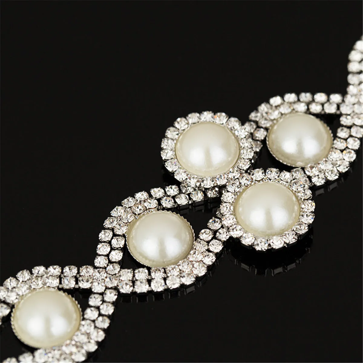 Pearl & Cubic Zirconia Silver-Plated Crossing Bracelet