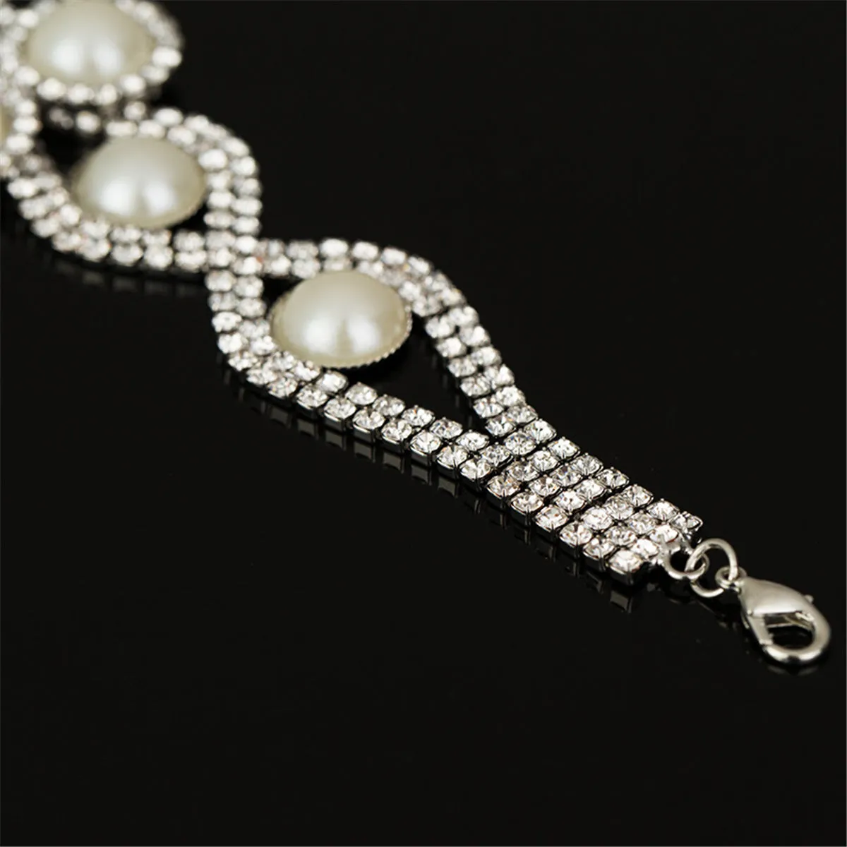 Pearl & Cubic Zirconia Silver-Plated Crossing Bracelet