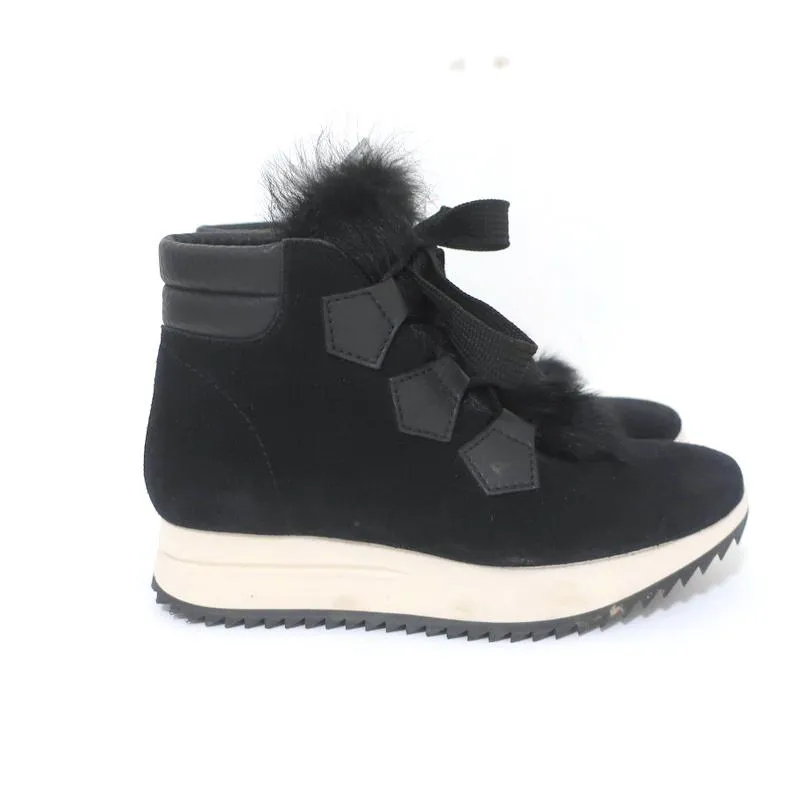 Pedro Garcia Olaf High Top Sneakers Black Shearling & Suede Size 37.5