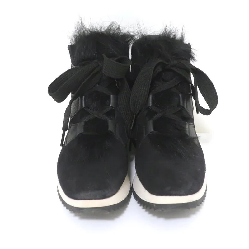 Pedro Garcia Olaf High Top Sneakers Black Shearling & Suede Size 37.5