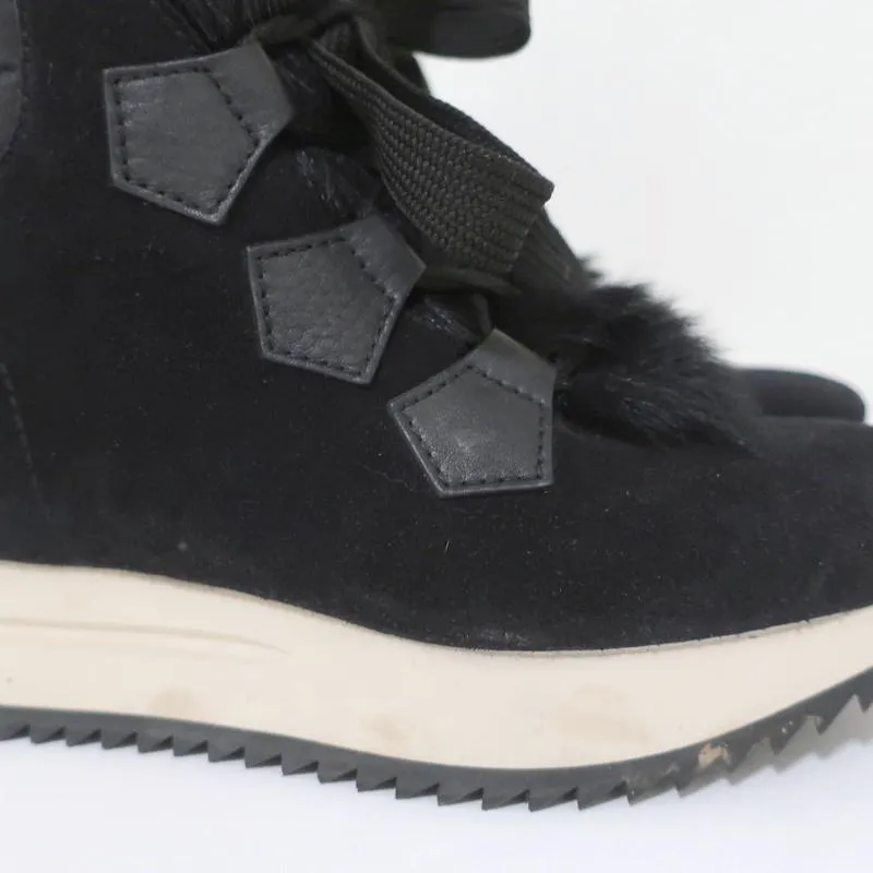 Pedro Garcia Olaf High Top Sneakers Black Shearling & Suede Size 37.5