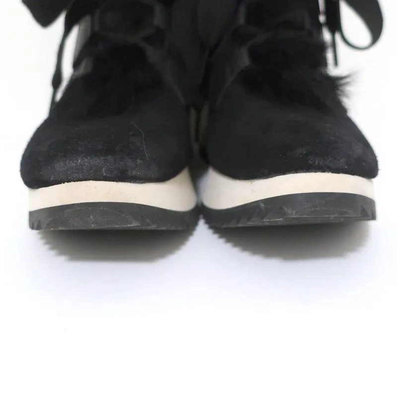 Pedro Garcia Olaf High Top Sneakers Black Shearling & Suede Size 37.5