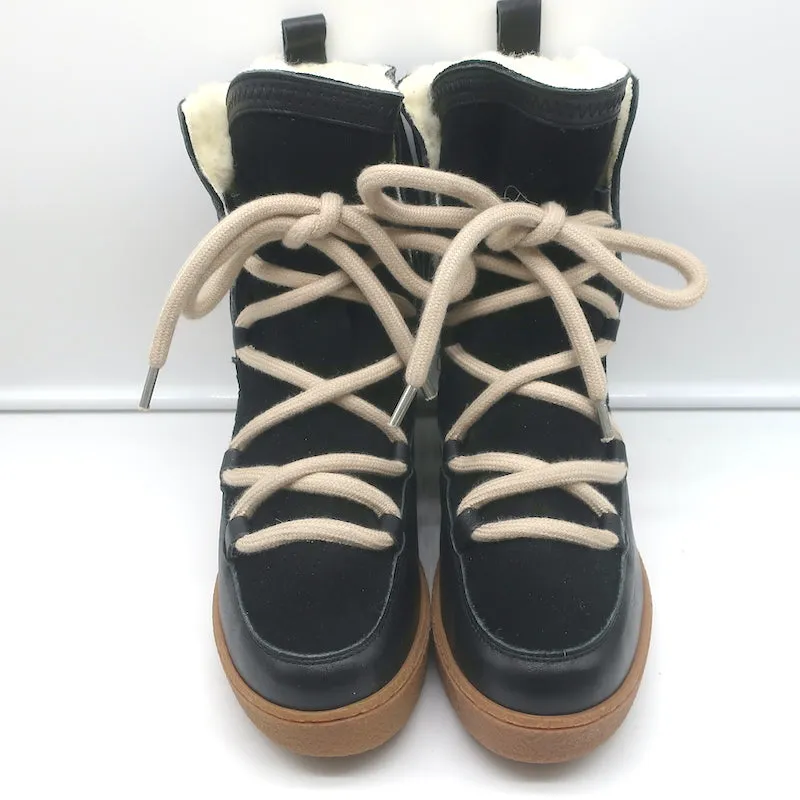 Penelope Chilvers Lunar Shearling Boots Black Suede & Leather Size 38 NEW