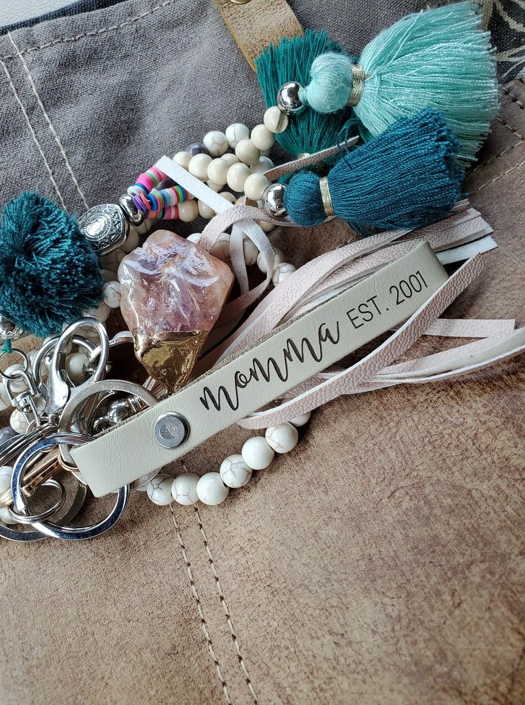 Personalized Leather Strap Keychain