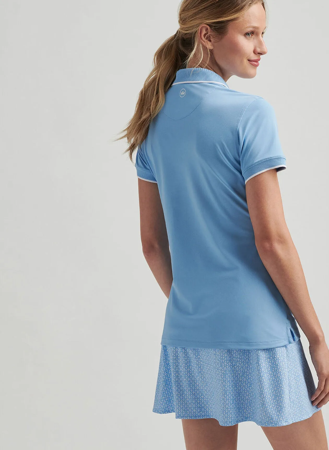 Peter Millar Whitworth Sport Mesh Polo - Cottage Blue/White