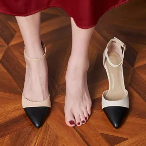 Petite Feet Ankle Strap Heels With Toe Cap ES125
