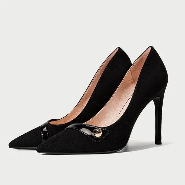 Petite Pointy Leather High Heel Shoes For Women DS163
