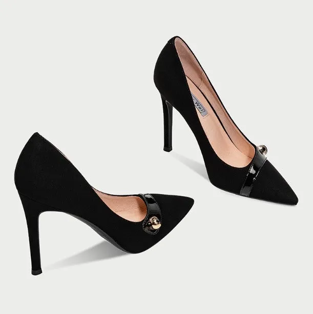 Petite Pointy Leather High Heel Shoes For Women DS163