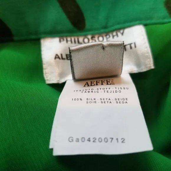 Philosophy Women's Size 2 Green Printed Tiered Ruffle Silk Skirt Side Zip Italy