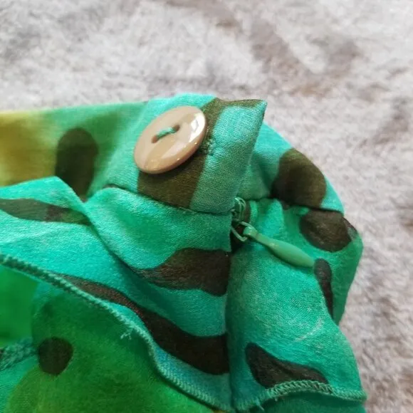 Philosophy Women's Size 2 Green Printed Tiered Ruffle Silk Skirt Side Zip Italy