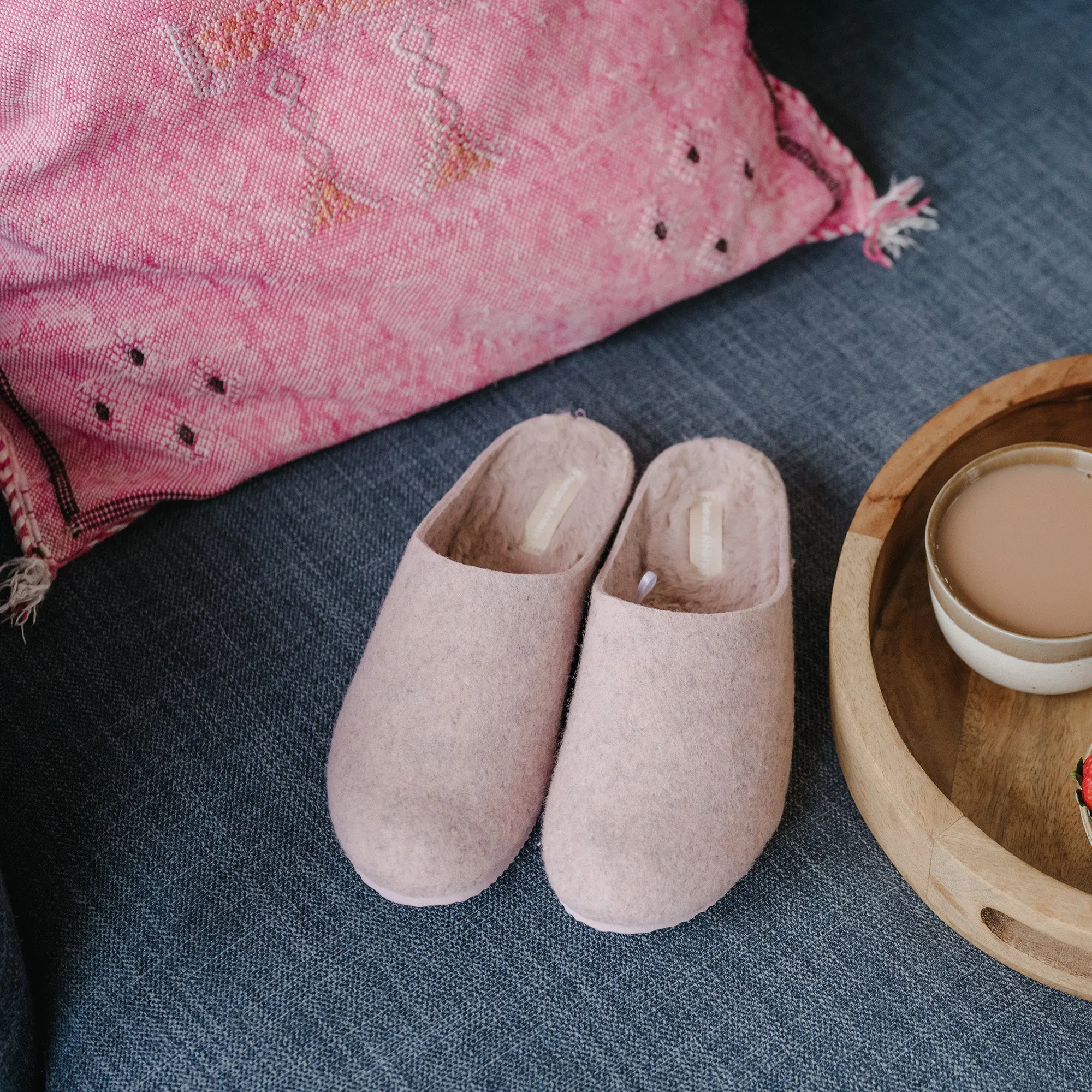 Pilar - Vegan Felt Mule Slipper - Pink Marl