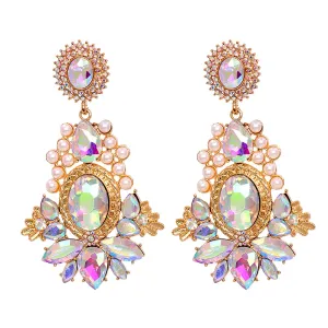 Pink Crystal & Cubic Zirconia Pearl 18K Gold-Plated Drop Earrings